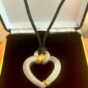 Judith Ripka two tone gold & silver with real dia. 18 in. Cord with silver clasp